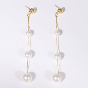 Gold-Plated Pearl Bar Earrings