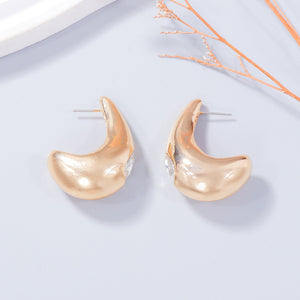 Alloy Rhinestone C-Hoop Earrings