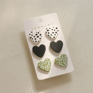 3 Piece Acrylic Heart Stud Earrings