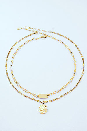 Gold-Plated Double-Layered Pendant Necklace