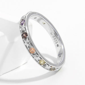 925 Sterling Silver Inlaid Zircon Ring