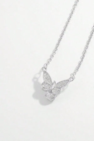 925 Sterling Silver Zircon Butterfly Necklace