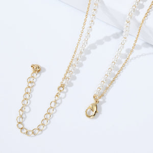 Double-Layered Heart & Pearl Pendant Necklace