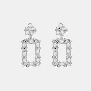 Synthetic Pearl Rhinestone Geometric Shape Dangle Earrings