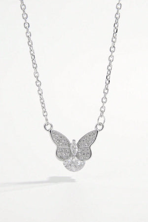 925 Sterling Silver Zircon Butterfly Necklace