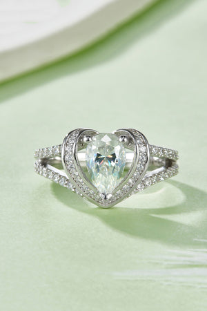 1 Carat Moissanite 925 Sterling Silver Heart Ring