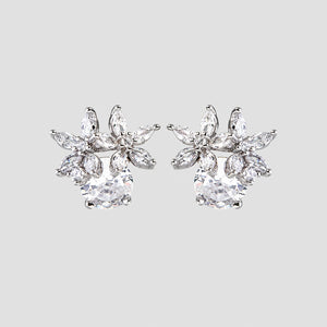 Zircon 925 Sterling Silver Flower Stud Earrings