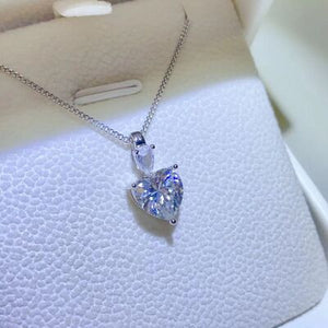 2 Carat Moissanite 925 Sterling Silver Heart Pendant Necklace