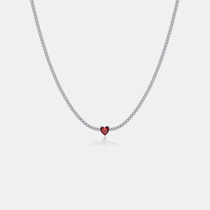 Inlaid Zircon Heart 925 Sterling Silver Necklace