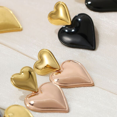 Stainless Steel Double Heart Earrings