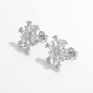 925 Sterling Silver Zircon Snowflake Earrings