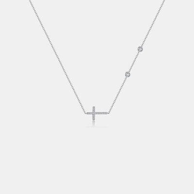 Zircon 925 Sterling Silver Cross Necklace