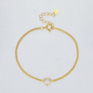 Heart Inlaid Zircon Spring Ring Closure Bracelet