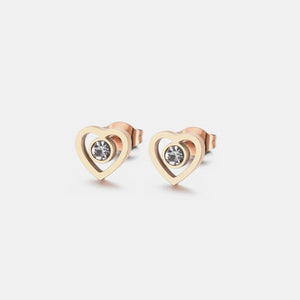 Inlaid Zircon Heart Necklace, Bracelet and Stud Earrings Jewelry Set