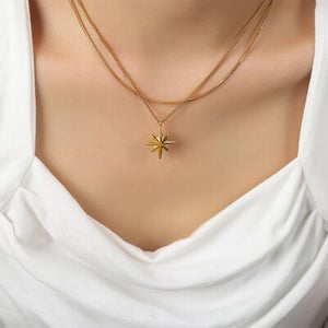 Star Pendant Double-Layered Titanium Steel Necklace