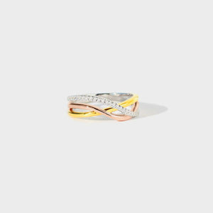 Crisscross Gold-Plated 925 Sterling Silver Ring