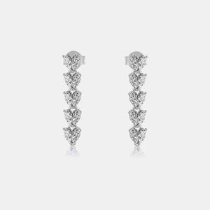 Inlaid Heart Zircon 925 Sterling Silver Drop Earrings