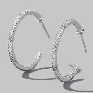 Zircon 925 Sterling Silver C-Hoop Earrings